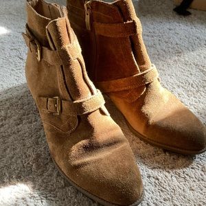 Franco Sarto Chestnut Suede Ankle Boots